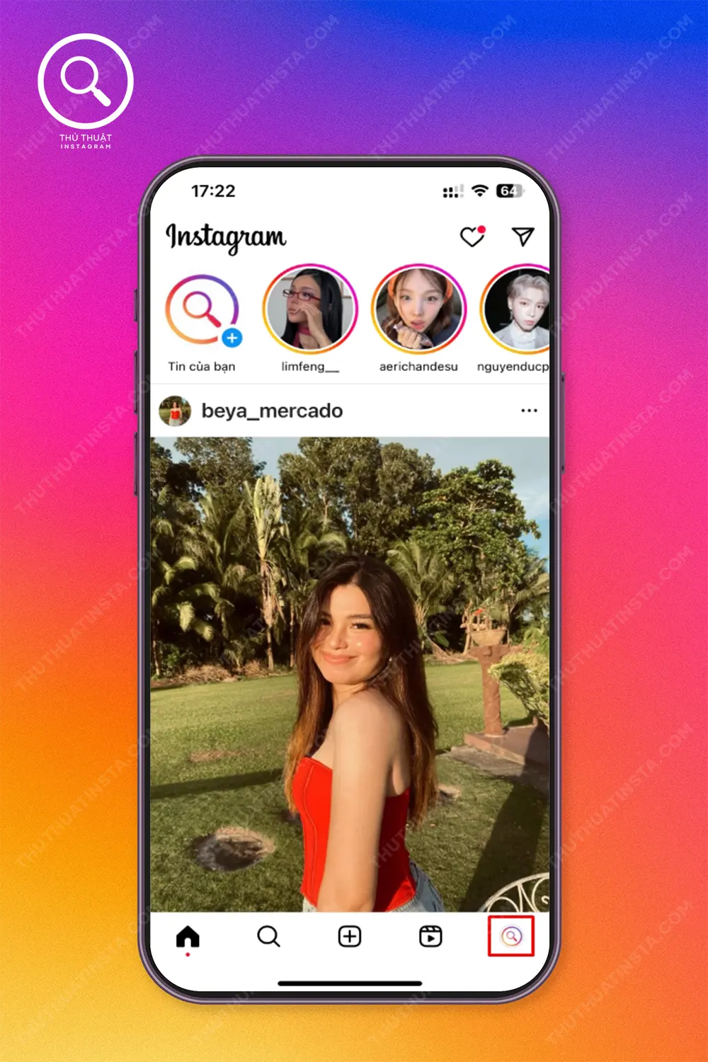 Bước 1: Chọn “ biểu tượng avatar” góc dưới bên phải. (Iphone)