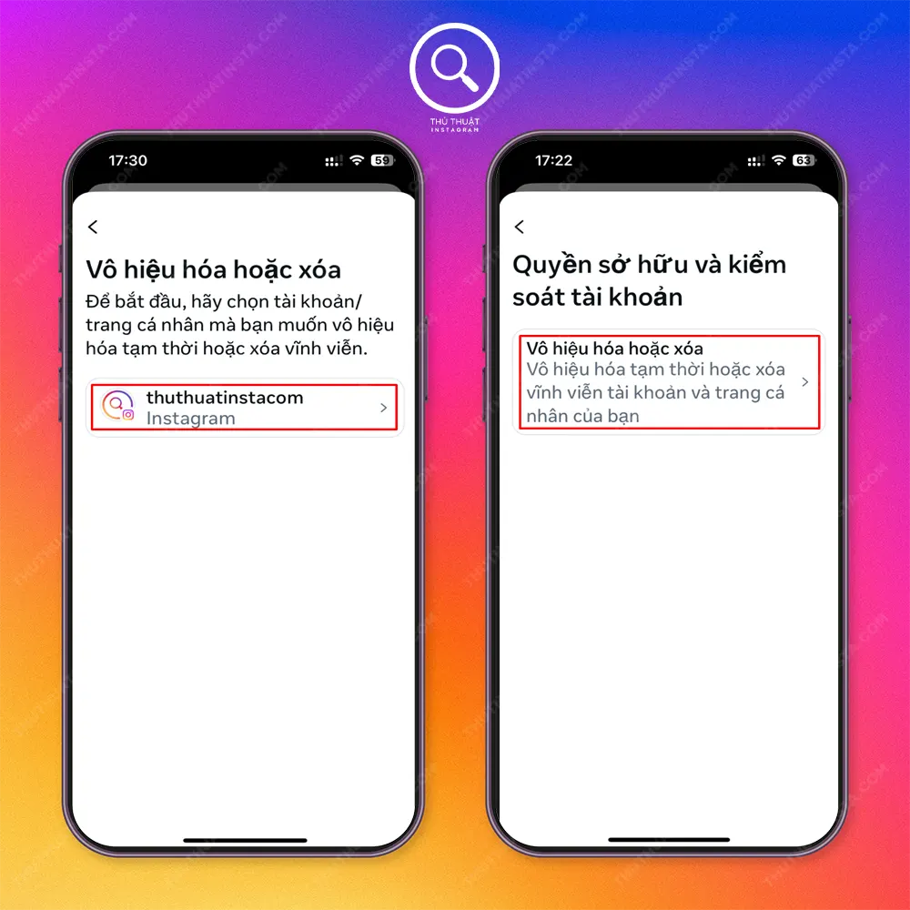 Bước 4: Chọn “Vô hiệu hóa hoặc xóa” → Chọn “Tiếp tục” (Iphone)