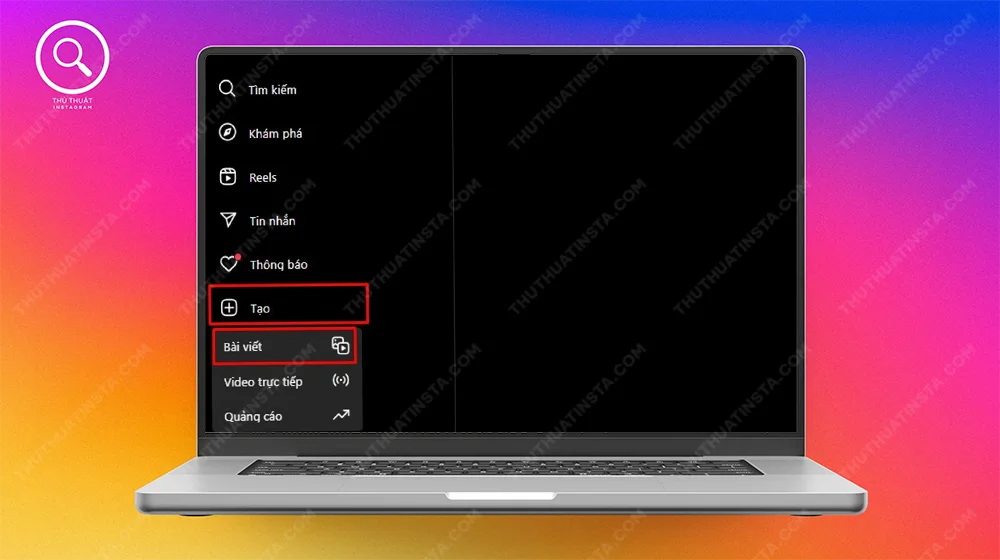 Bước 1: Vào ứng dụng IG, người dùng nhấn chọn biểu tượng dấu cộng (Tạo) và chọn bài viết.