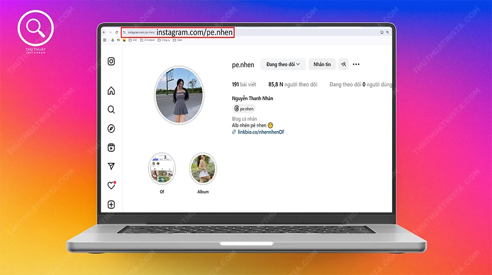 Bước 2: Sao chép URL trên thanh công cụ.