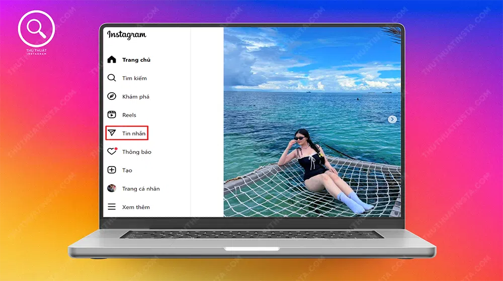 Bước 1: Mở instagram → Chọn “Tin nhắn”.