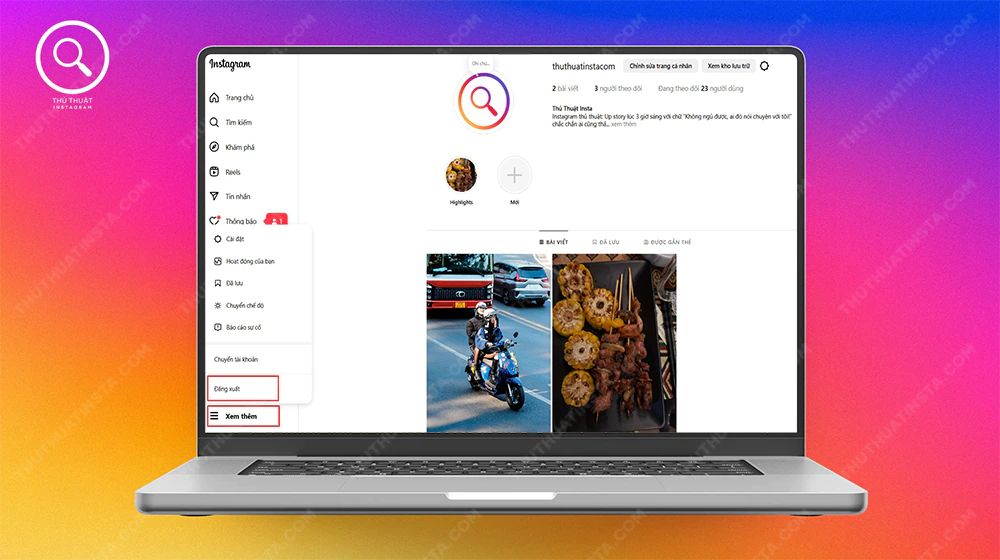 Cách thoát tài khoản Instagram trên máy tính