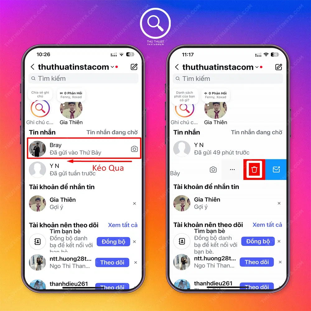 Cách xoá tin nhắn trên instagram trên điện thoại (xóa tất cả)