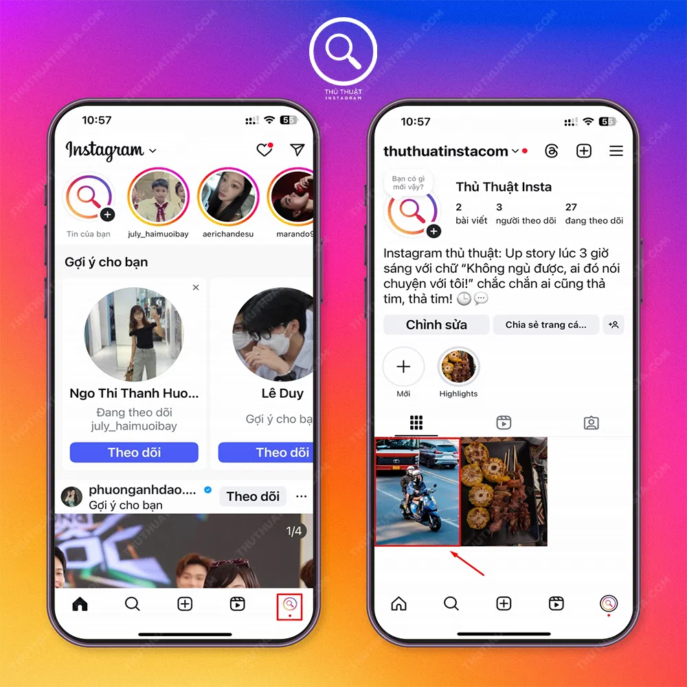 Bước 1: Truy cập ứng dụng instagram → Chọn “Biểu tượng avatar”.Bước 2: Chọn “bài viết bạn muốn ẩn lượt thích”.