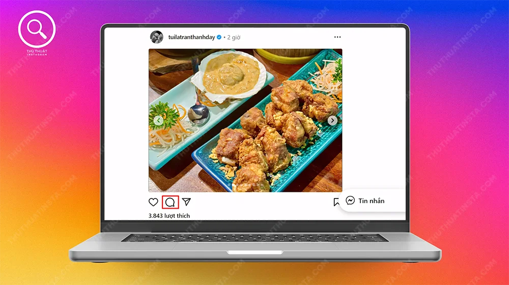 Bước 1: Truy cập vào Instagram để tìm bài viết/ảnh mình cần, nhấn vào nút bình luận của bài viết/ảnh đó.