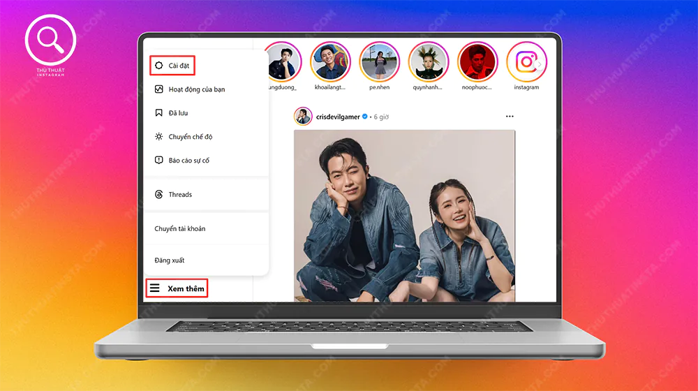 Bước 1: Nhấp vào Xem thêm > Nhấp vào Cài đặt.