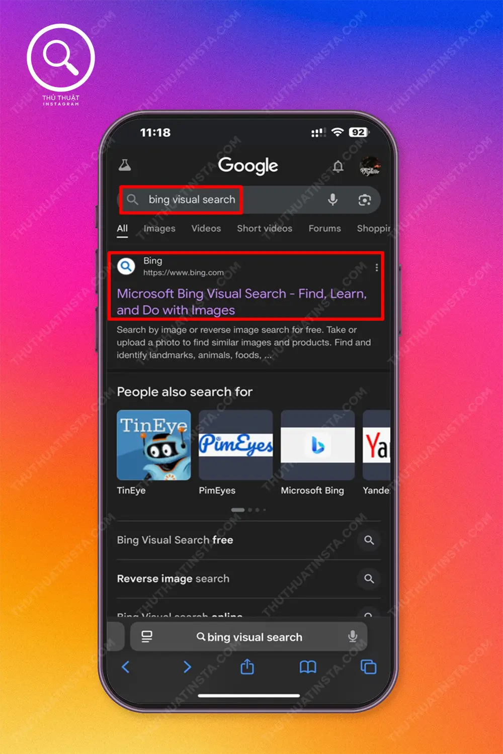 Bước 1: Truy cập Bing Visual Search bằng điện thoại > Chọn chụp ảnh hoặc tải ảnh từ thư viện.
