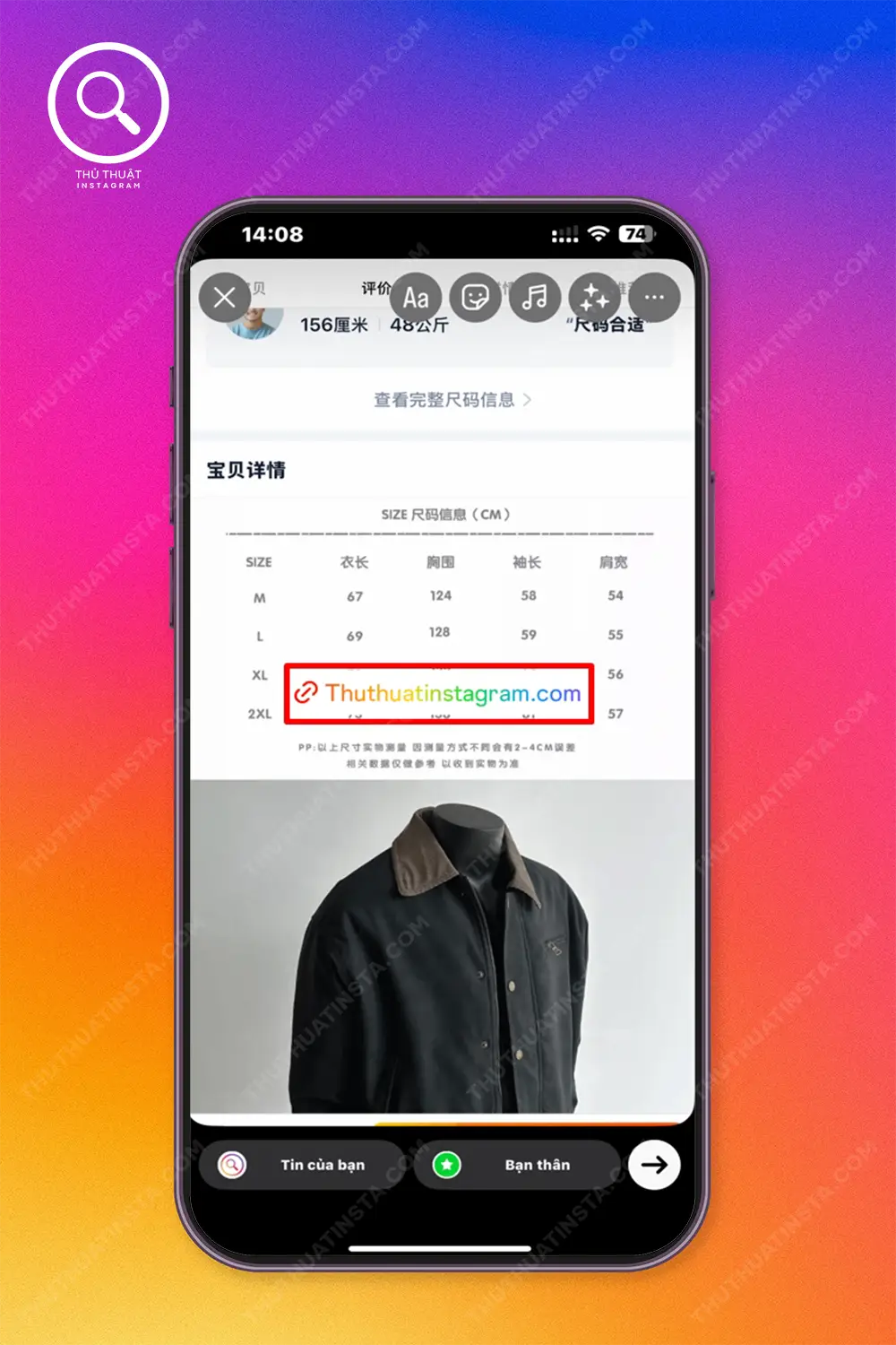 Tuỳ chỉnh đường dẫn khi chèn lên story Instagram