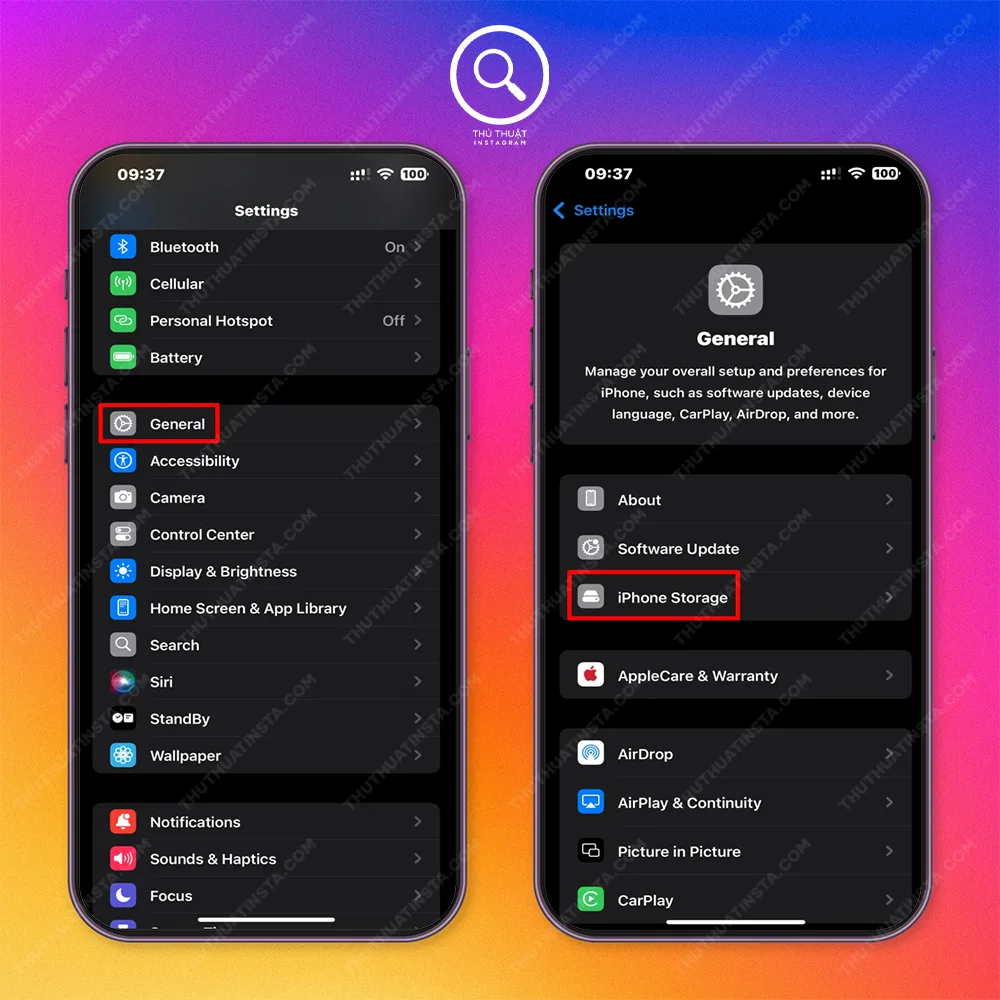 Bước 1: Chọn Cài đặt chung > Dung lượng iPhone.