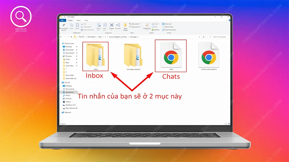 Bước 10: Sau đó bạn vào 2 mục “Inbox” và “Chats” để tìm lại tin nhắn bạn muốn khôi phục.