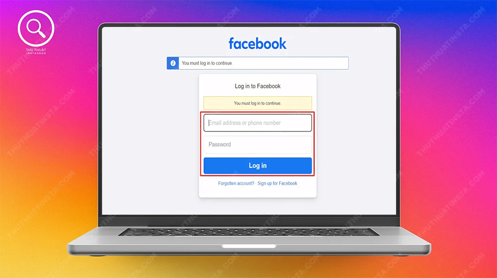Bước 2: Nhập thông tin tài khoản Facebook bạn đang dùng > Đăng Nhập.