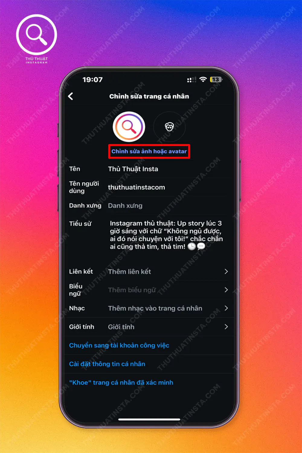 Bước 2: Chọn Chỉnh sửa ảnh hoặc avatar > Chọn các lựa chọn lấy ảnh tương ứng.