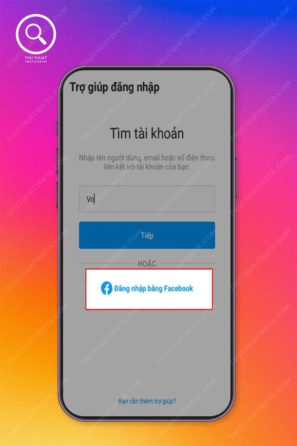 Lưu ý: Bạn cũng có thể nhấn vào Đăng nhập bằng Facebook nếu tài khoản Facebook có liên kết với Instagram.