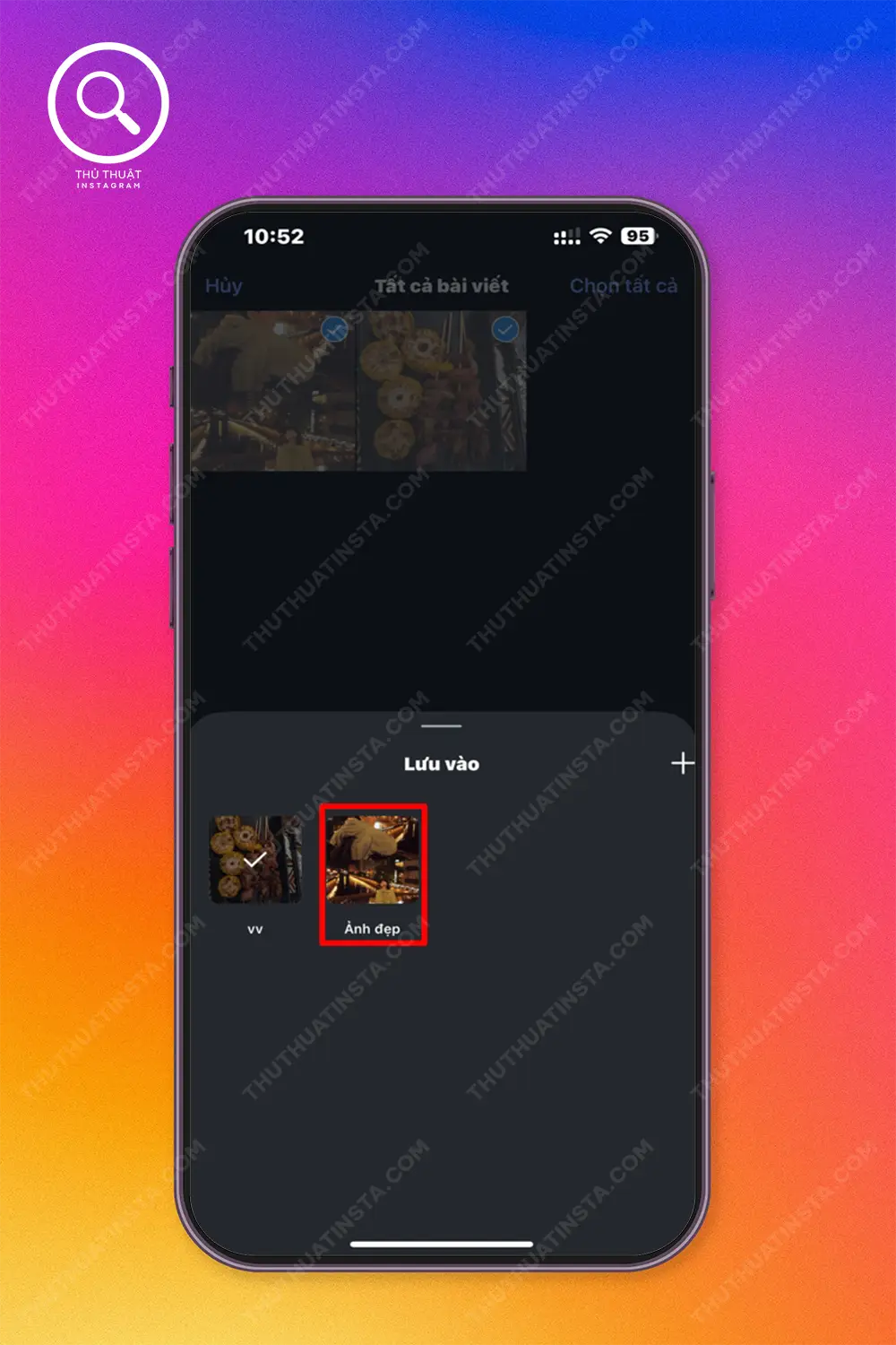 Bước 4: Chọn album muốn đưa vào hoặc có thể tạo album trên Instagram mới khác.