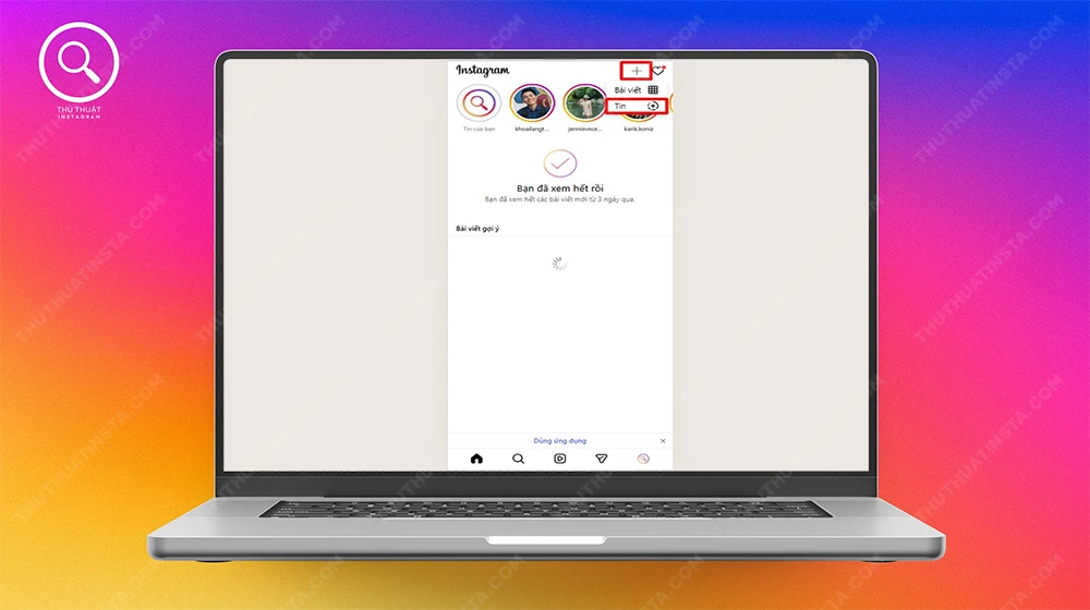 Bước 4: Nhấn vào biểu tượng dấu cộng ở trên > Tin.