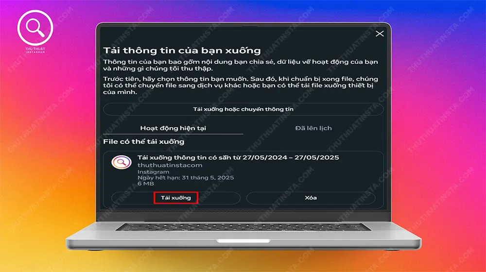 Bước 5: Chọn “Tải xuống”.