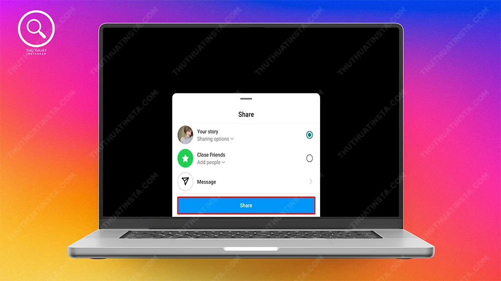 Bước 5: Chọn lựa chọn đăng story > Chọn Chia sẻ.