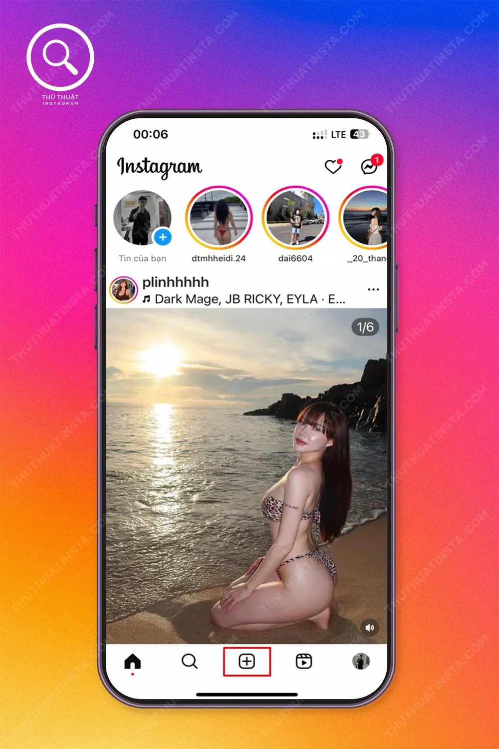 Bước 1: Truy cập Instagram → Chọn Dấu