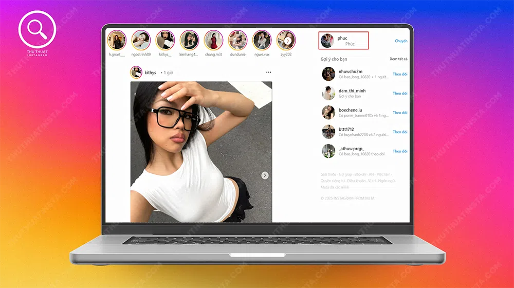 Bước 1: Mở Instagram trên máy tính → Nhấn chọn Trang cá nhân ở góc trên bên trái hình màn hình.