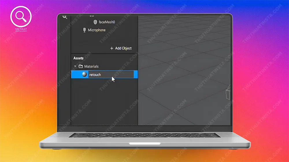 Bước 13: Tại tab bên trái, bạn đặt tên mục phía dưới “Materials là Retouch”.