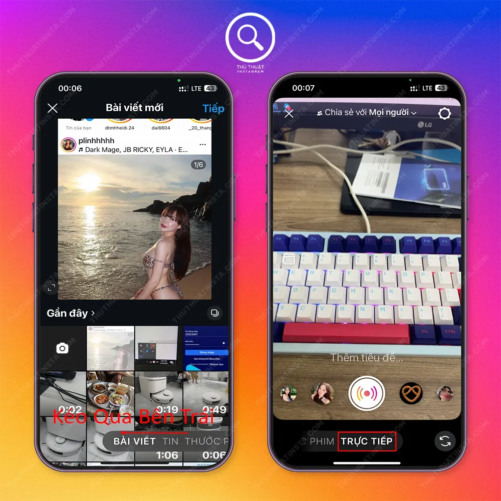 Bước 2: Kéo qua bên trái như trên hình → Chọn “Trực Tiếp”