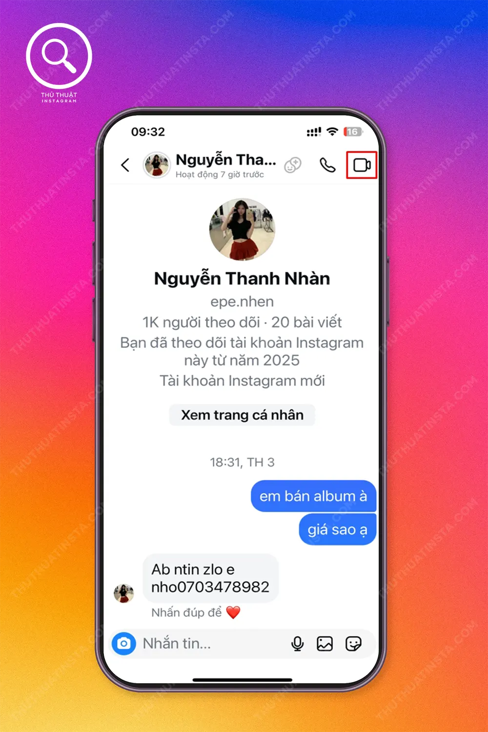 Bước 3: Nhấn vào “Camera” để tiến hành gọi video.