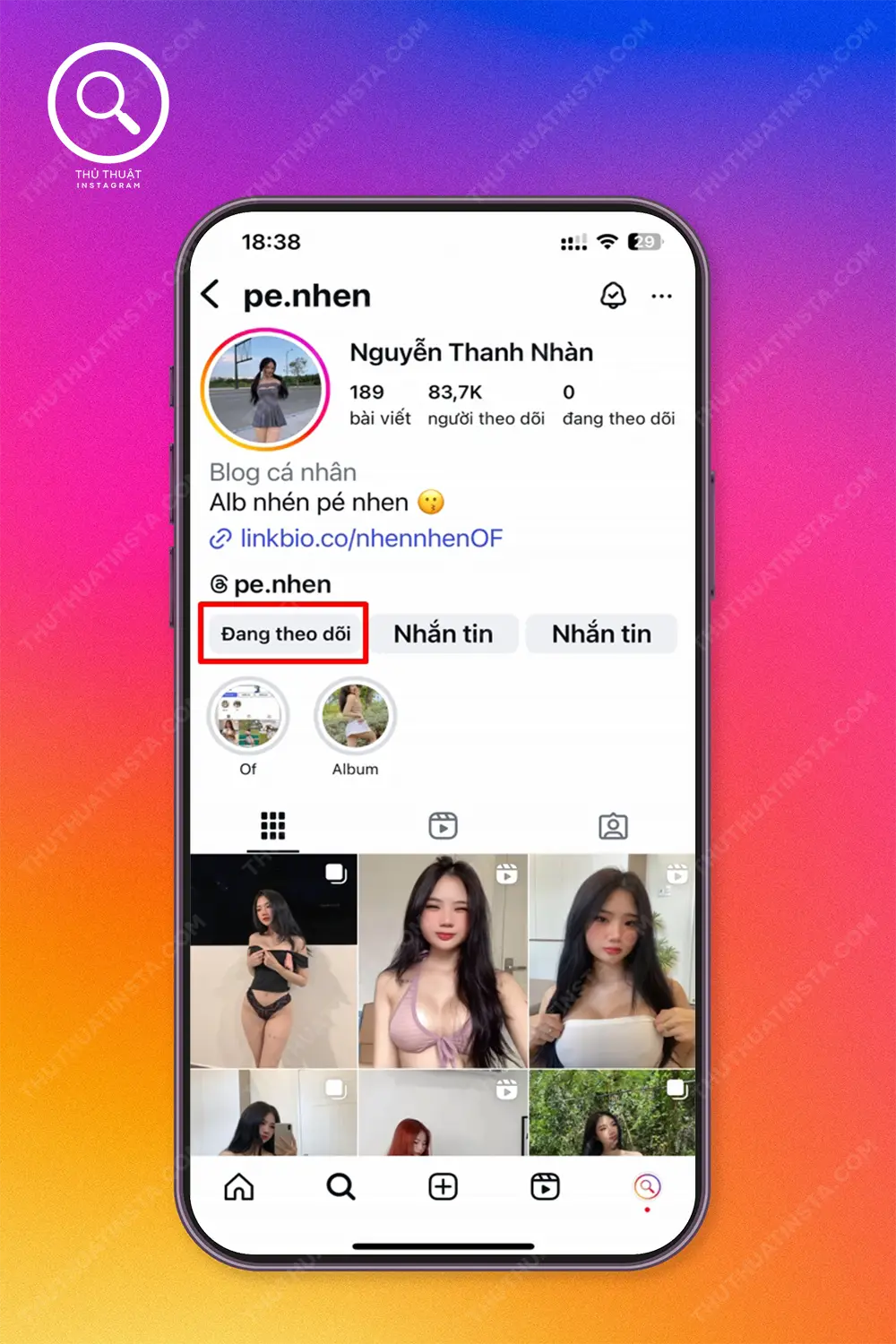 Bước 3: Chọn và theo dõi thôi nha anh em