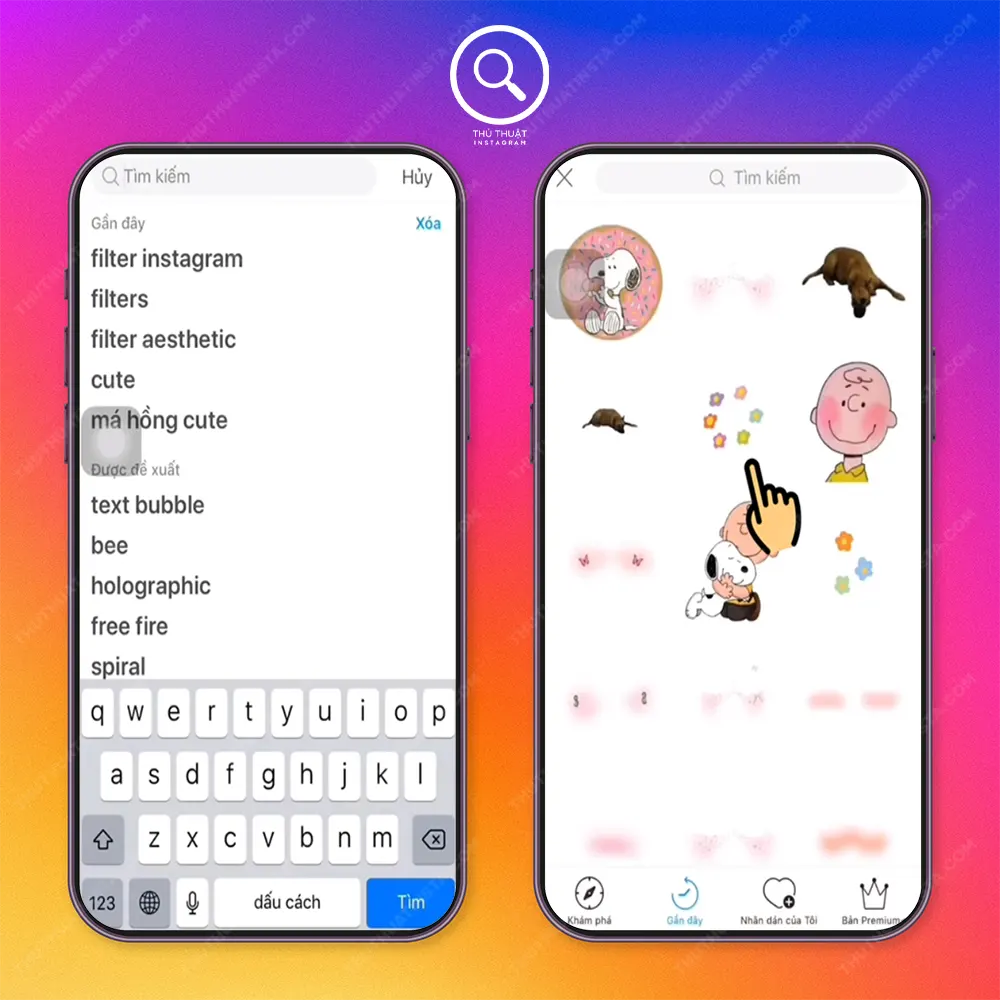 Bước 7: Chọn “filter instagram” và chọn “sticker” tùy thích bao nhiêu cũng được ( khuyến khích nên chọn tối đa 3 sticker).