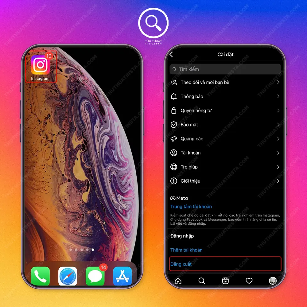Đăng xuất và đăng nhập lại Instagram