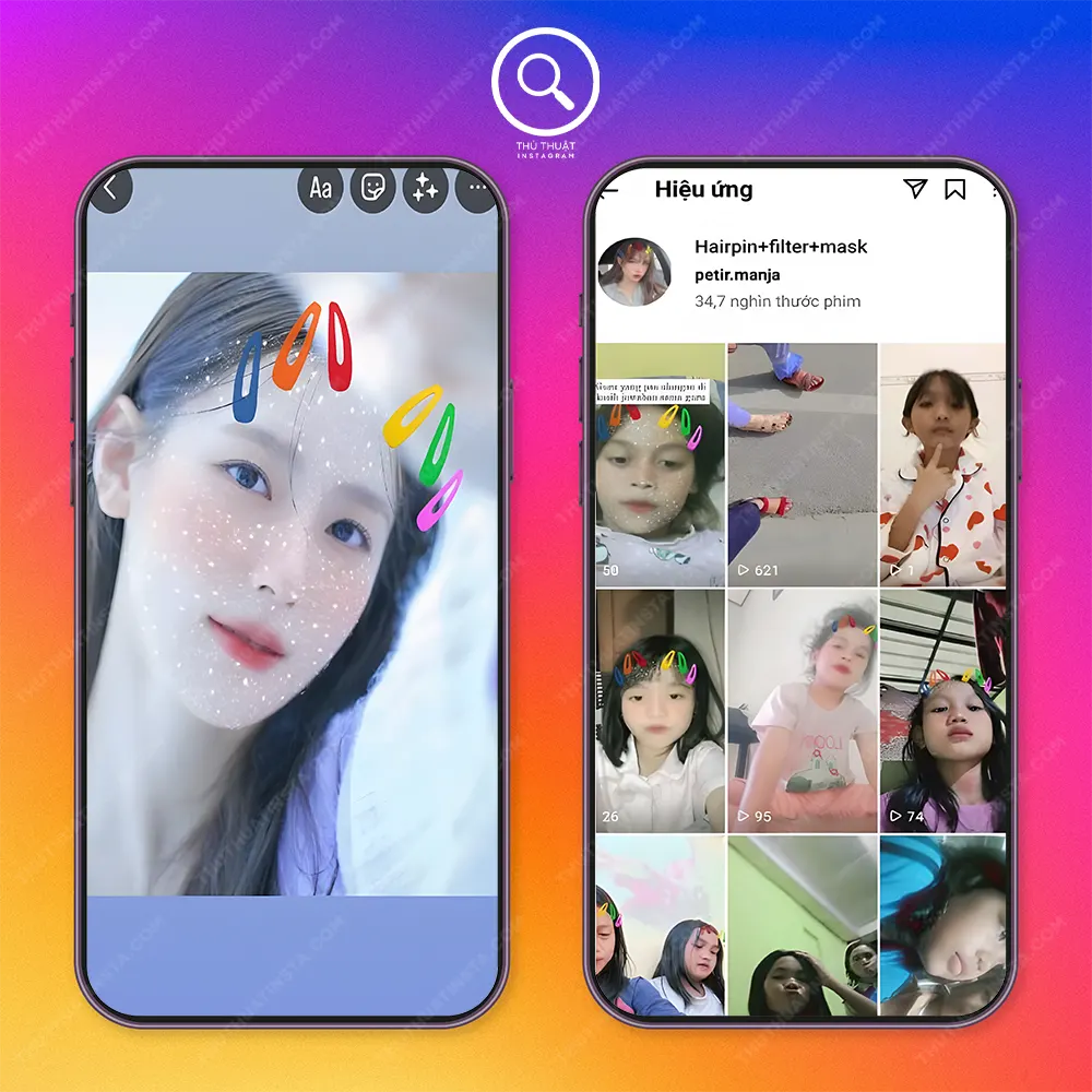 Filter Instagram mặt nạ kẹp tóc