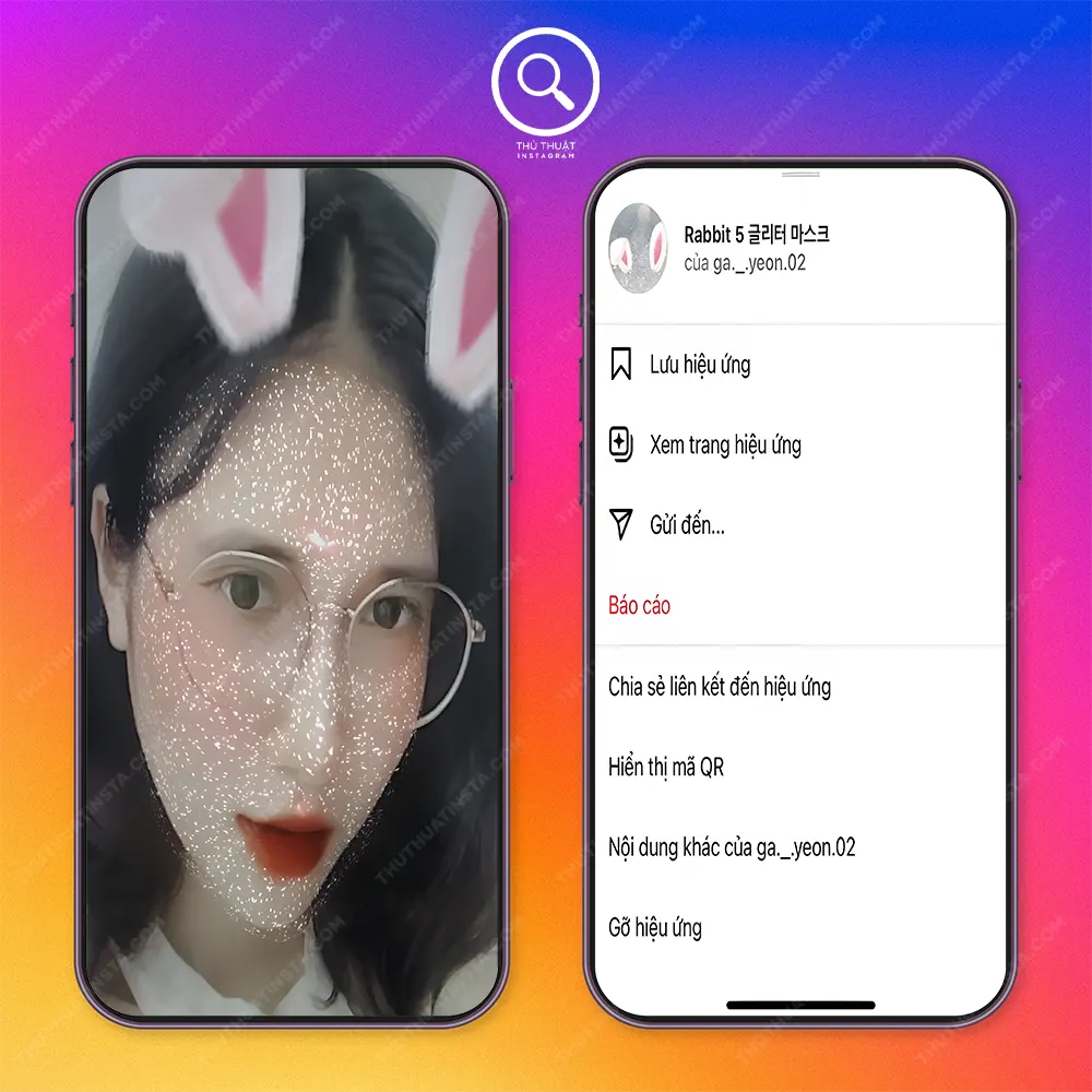 Filter Instagram mặt nạ thỏ