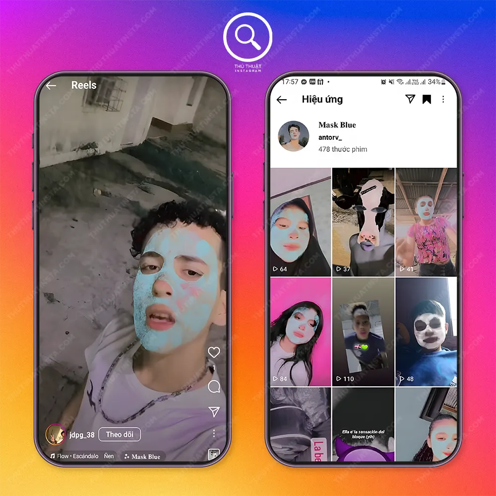 Filter Instagram mặt nạ xanh