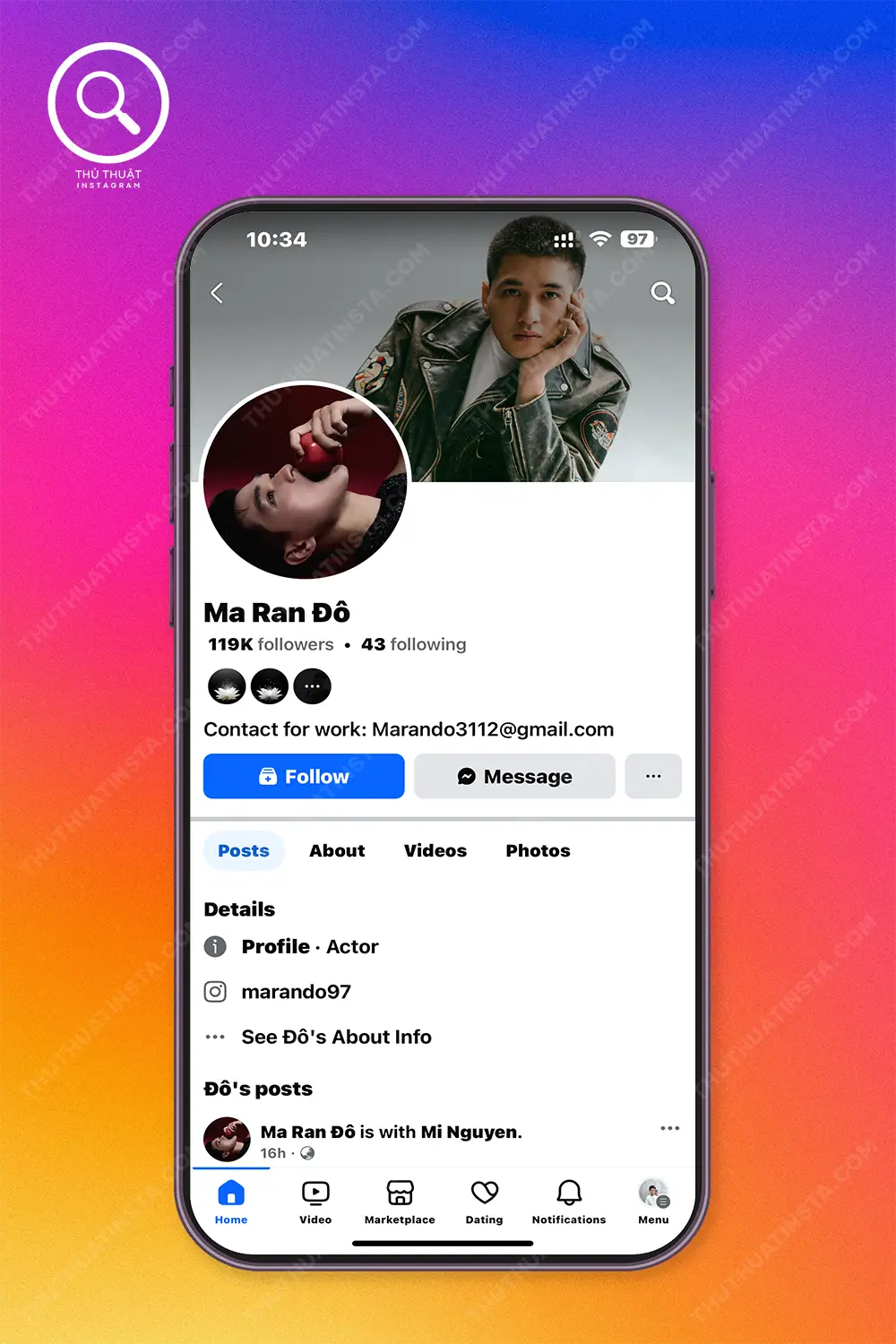 Tìm Instagram qua Facebook của người đó
