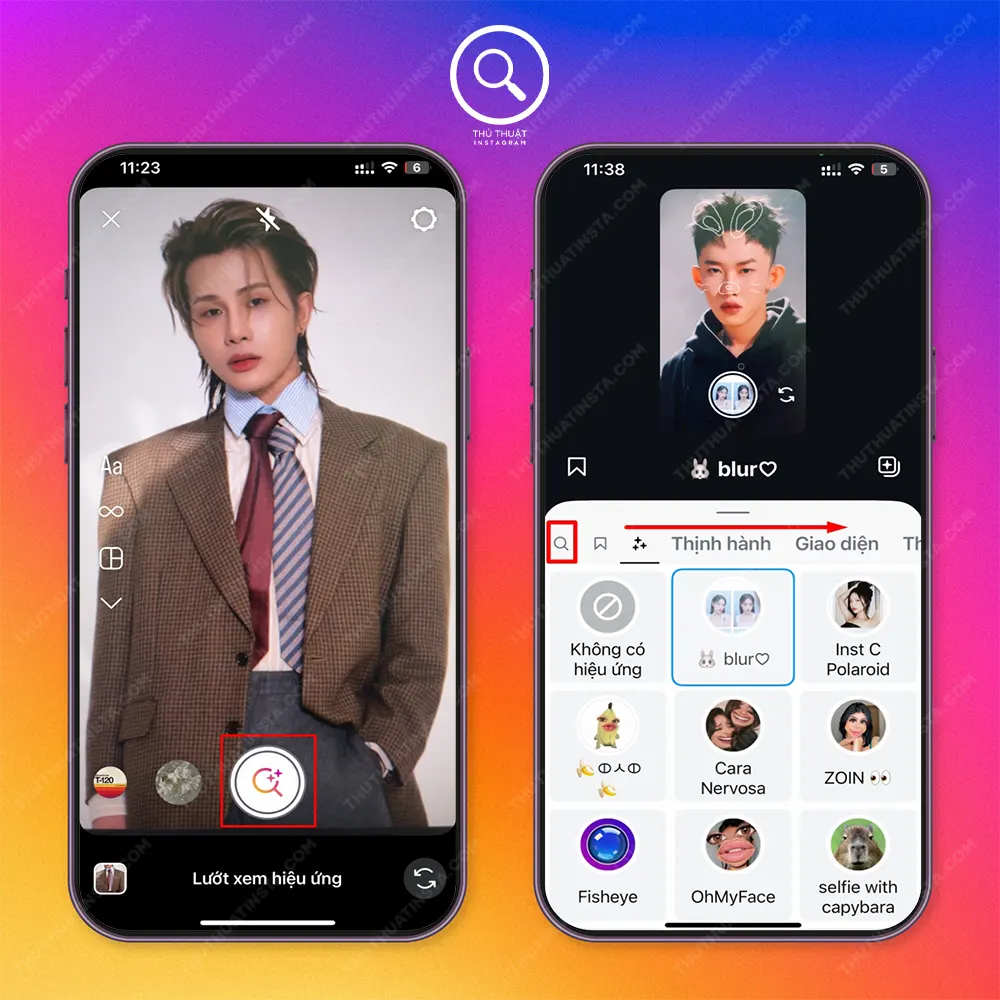 Tìm kiếm filter instagram bằng công cụ tìm kiếm