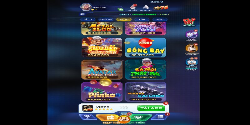 Danh sách game slot được yêu thích tại Vip79